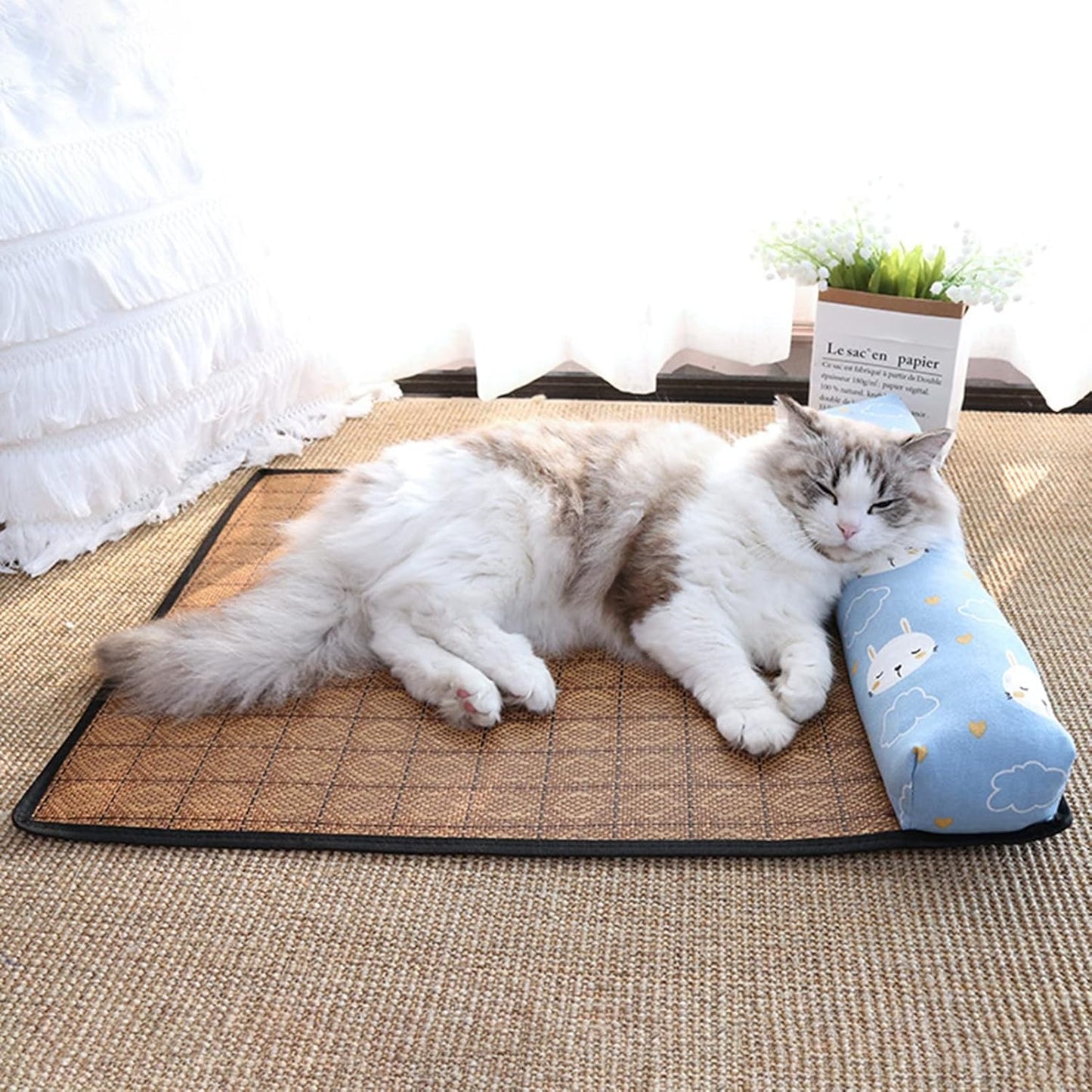 Pet Cooling Mat Pet Non-Slip Blanket Rattan Weaving Mat For Summer