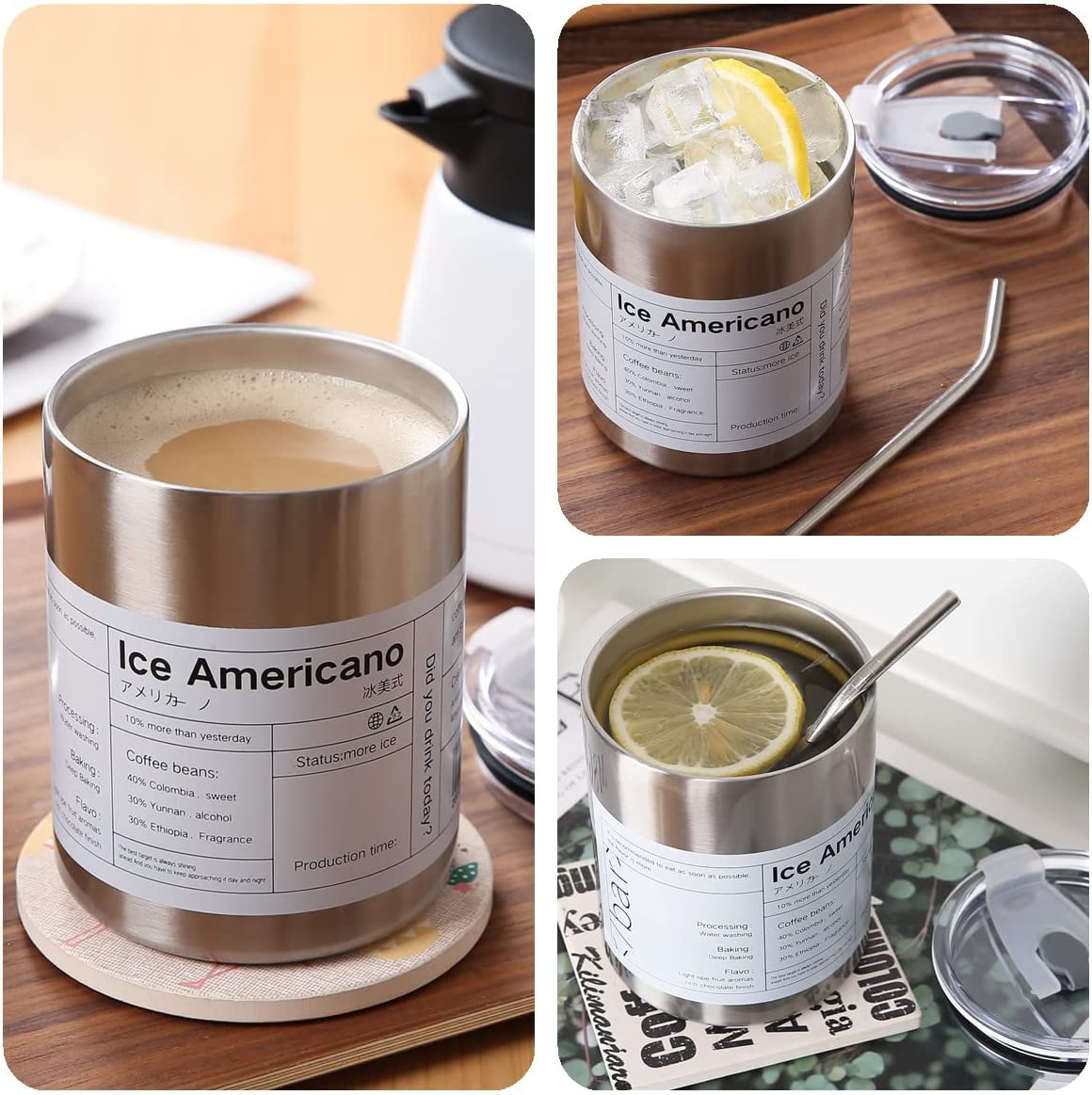 Stainless Steel Coffee Mug with Straw & Lid