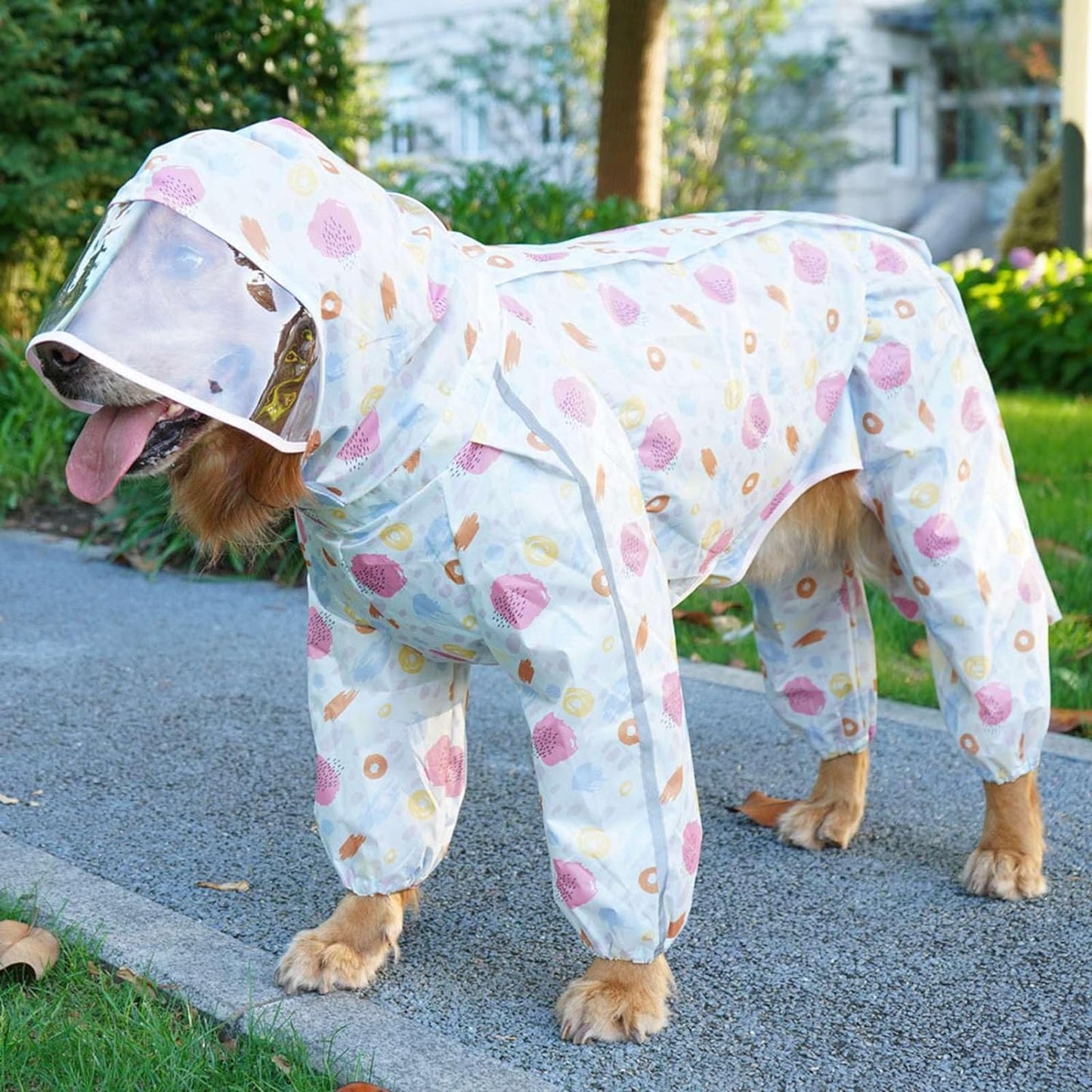 Dog Rain Clothes, Transparent Brim Large Dog Raincoat
