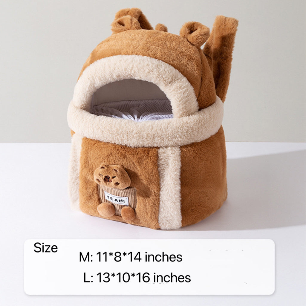 Dog Carrier Cage Winter Warm Cat Travel Bag Portable Carrier Backpack