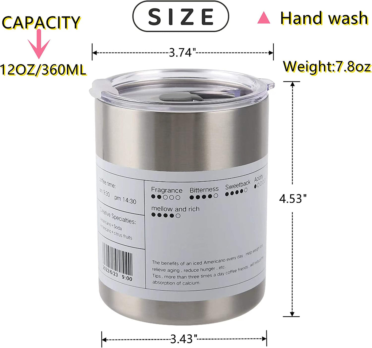 Stainless Steel Coffee Mug with Straw & Lid