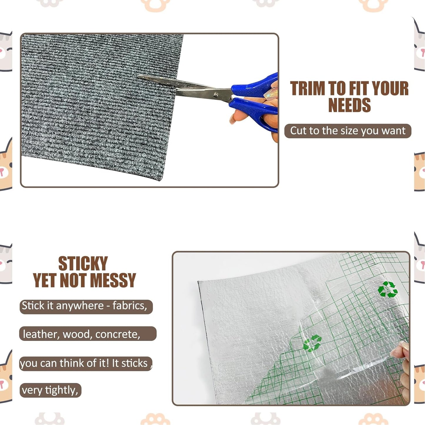 Cat Scratch Mats 23.6”x11.8”, Trimmable Cat Scratching Post