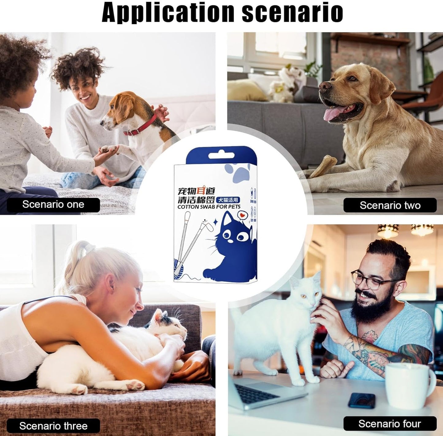 Pet Ear Cleaning Cotton Swabs,Multipurpose Ear Cleaning Cotton Swabs - 50PCS