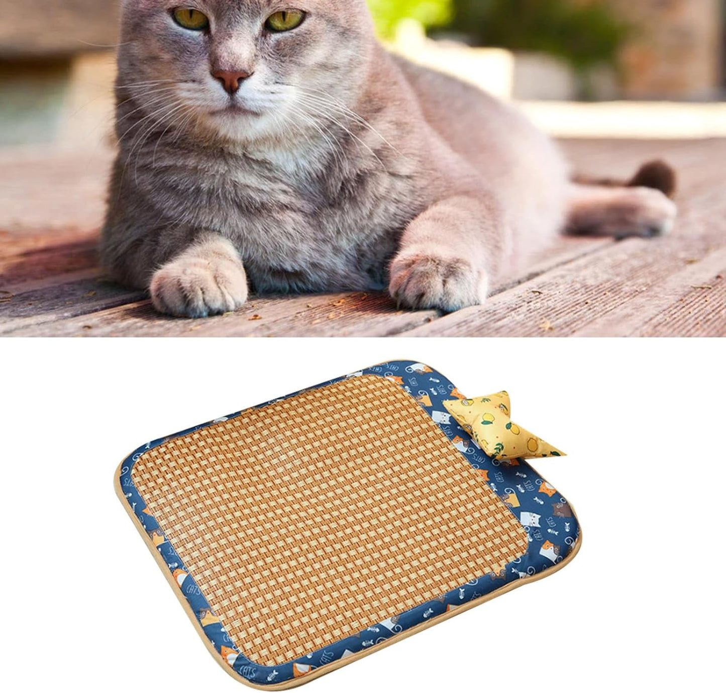 Rattan Cooling Mat Bite Resistant Comfortable Breathable Cat Cooling Mat