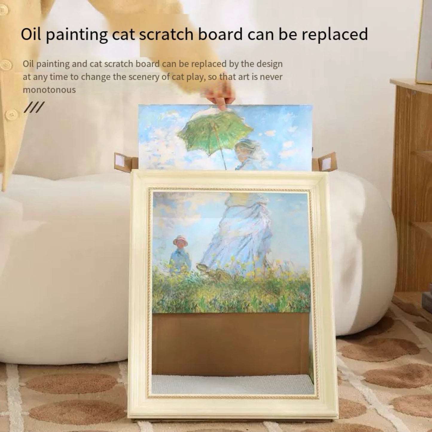 Replacement Oil painting of cat scratching board
