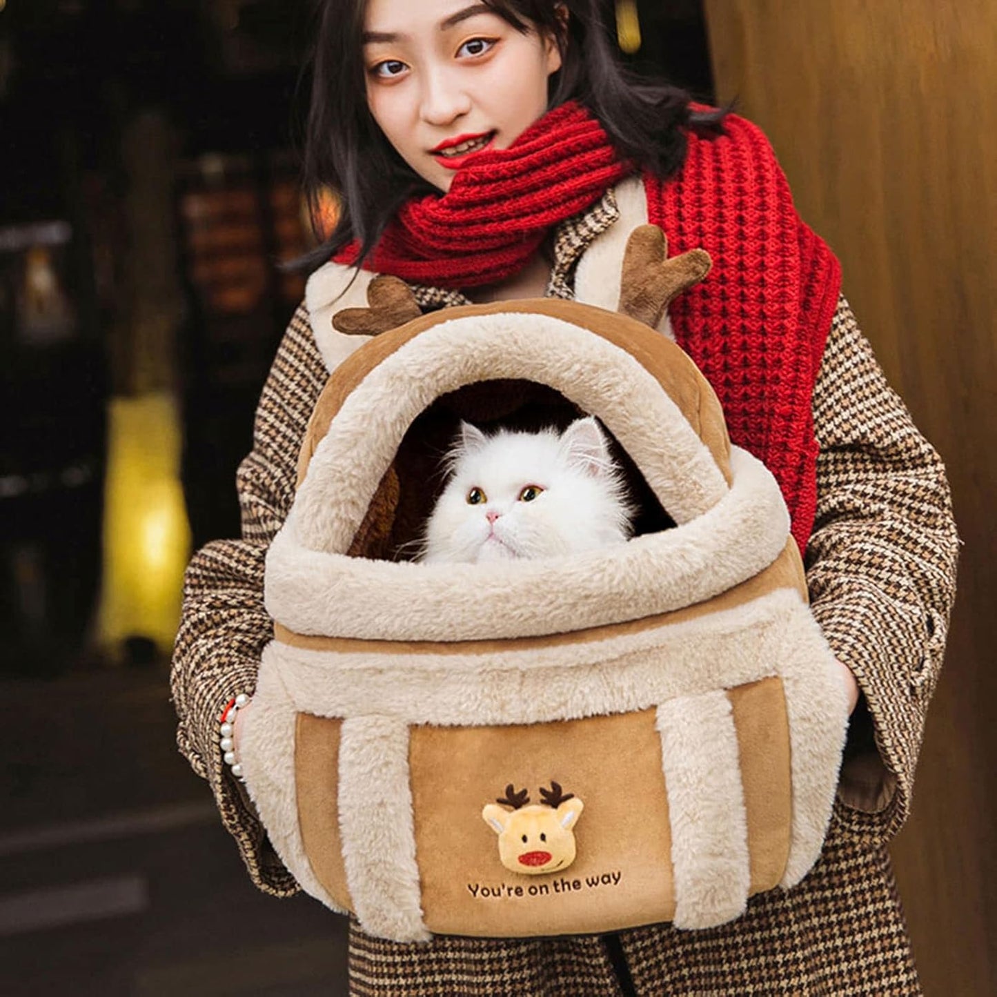 Cat Carrier Cage Winter Warm Cat Travel Bag Portable Carrier Backpack