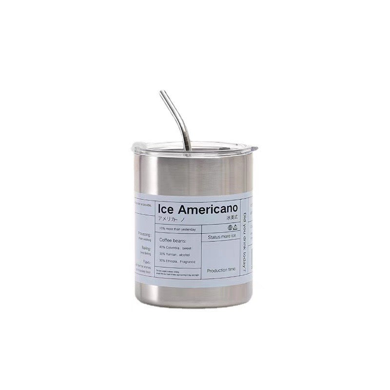 Stainless Steel Coffee Mug with Straw & Lid