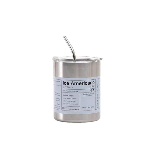 Stainless Steel Coffee Mug with Straw & Lid