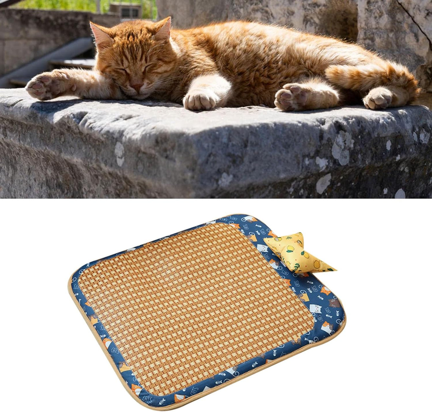 Rattan Cooling Mat Bite Resistant Comfortable Breathable Cat Cooling Mat