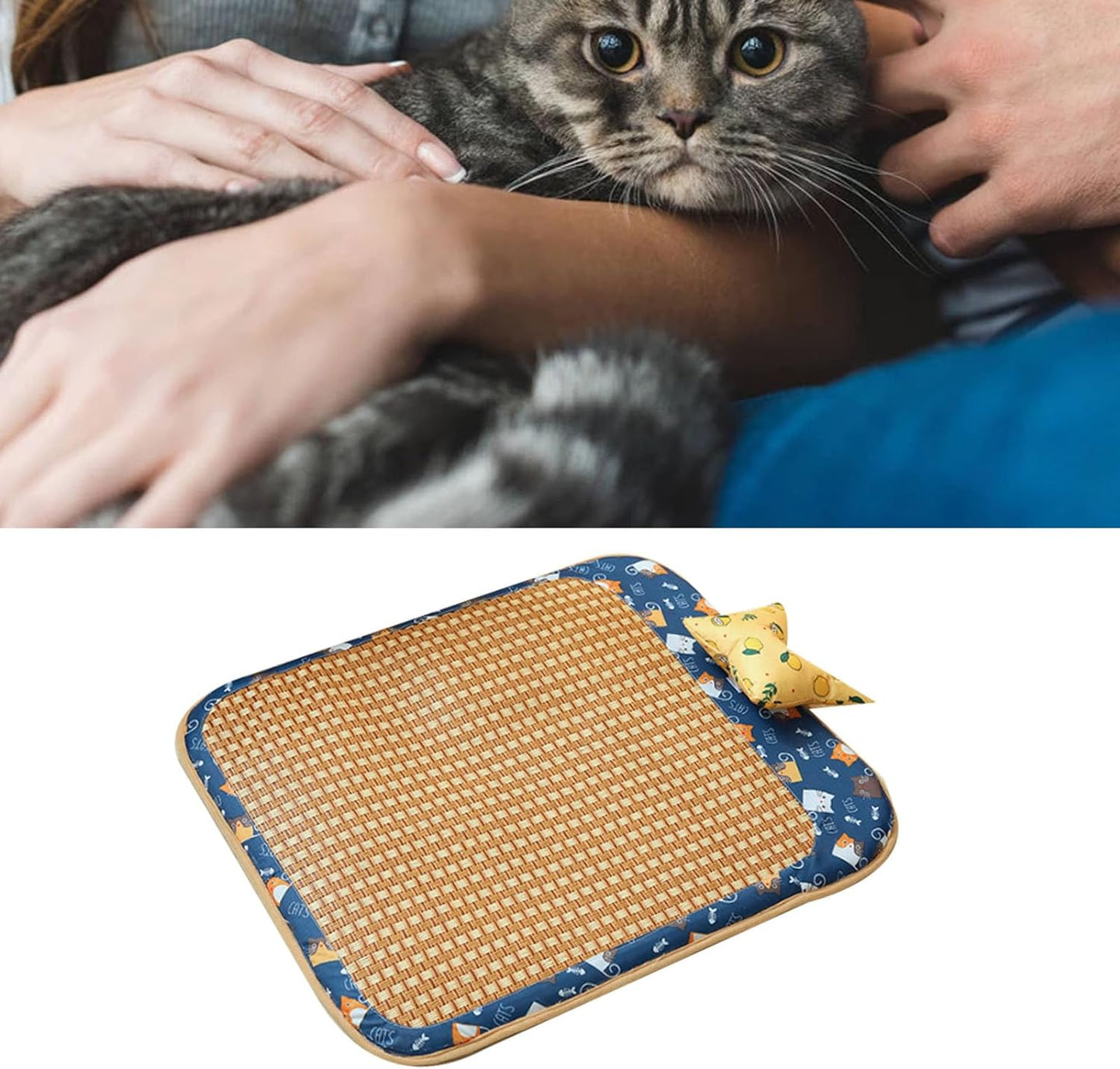 Rattan Cooling Mat Bite Resistant Comfortable Breathable Cat Cooling Mat