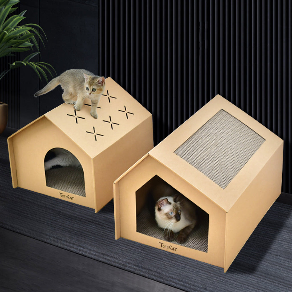 Cat Cardboard House with Scratch Pad